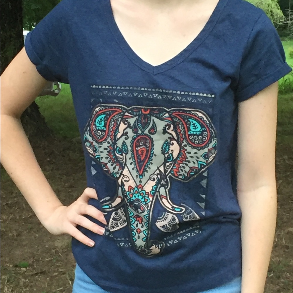 🐘Exotic elephant designed blue women’s blouse🌴